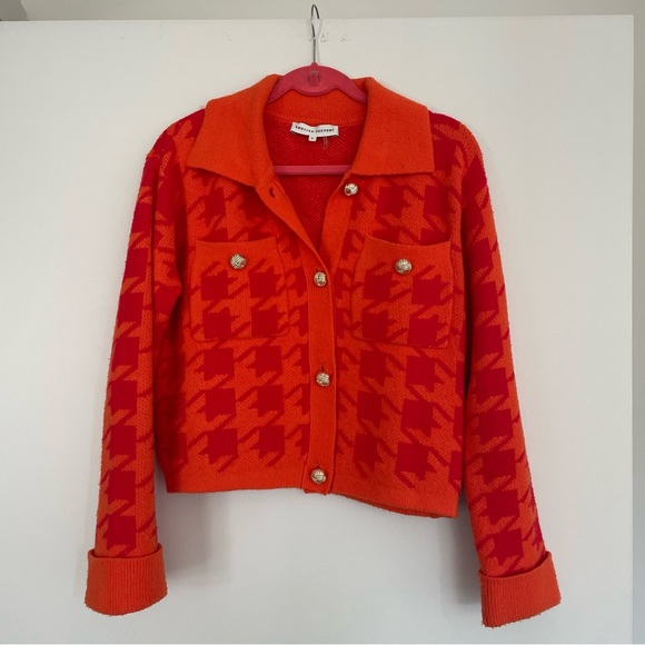 English Factory Jackets & Blazers - English Factory Red Houndstooth Blazer
